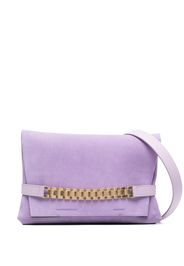 Victoria Beckham logo-debossed chain-link suede shoulder bag - Viola