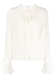 Victoria Beckham tie-fastening pintuck silk blouse - Bianco