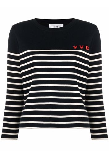 Victoria Victoria Beckham logo-embroidered striped jumper - Blu