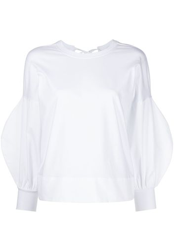 Victoria Victoria Beckham tie-fastening balloon-sleeves sweatshirt - Bianco