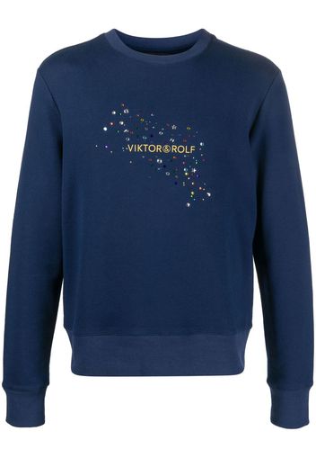 Viktor & Rolf rhinestone-logo cotton sweatshirt - Blu