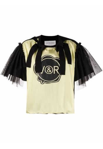 Viktor & Rolf logo-print ruffled T-shirt - Giallo