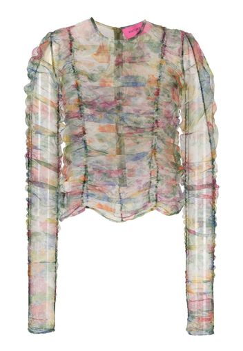 Viktor & Rolf floral-print sheer blouse - Verde