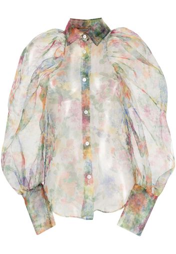 Viktor & Rolf floral-print sheer shirt - Verde