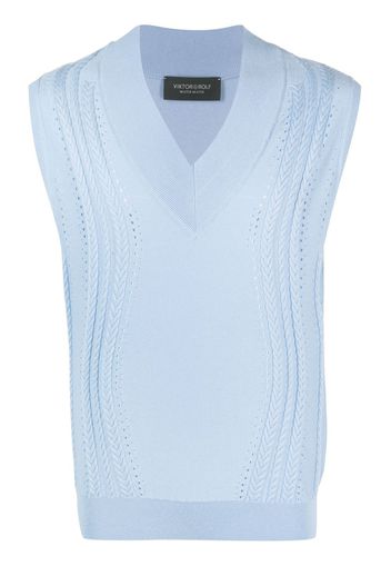 Viktor & Rolf cable-knit V-neck vest - Blu