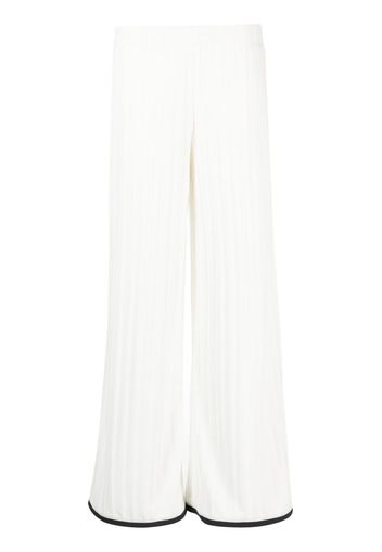 Viktor & Rolf ribbed mid-rise wide-leg trousers - Bianco