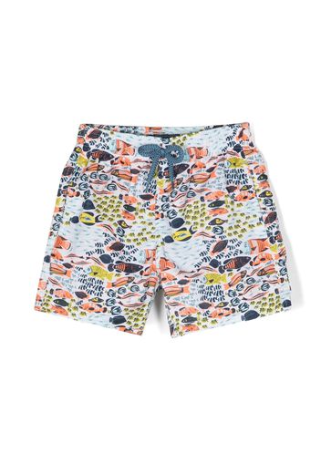 Vilebrequin Kids fish-print drawstring swimming shorts - Bianco