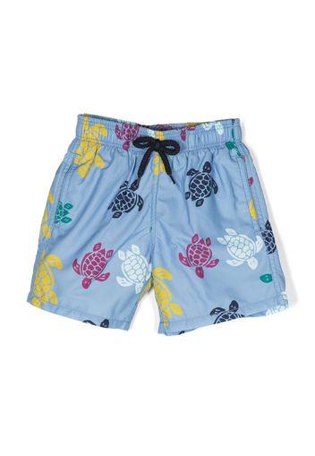 Vilebrequin Kids turtle-print drawstring swimming shorts - Blu