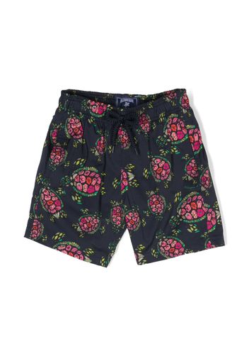 Vilebrequin Kids floral-print drawstring swimming shorts - Blu