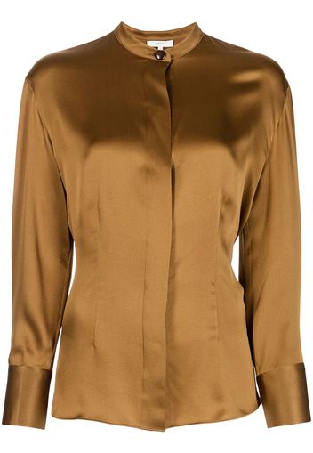 Vince collarless silk shirt - Marrone