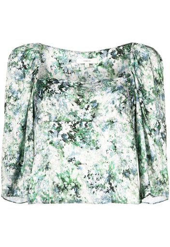 Vince floral-print square-neck blouse - Verde