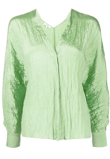 Vince crinckle-effect V-neck blouse - Verde