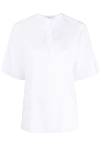 Vince split-neck short-sleeved blouse - Bianco