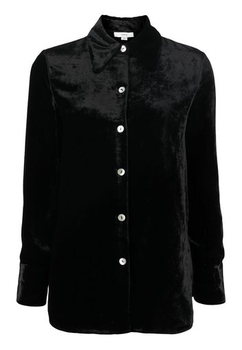 Vince velvet-effect long-sleeved blouse - Nero