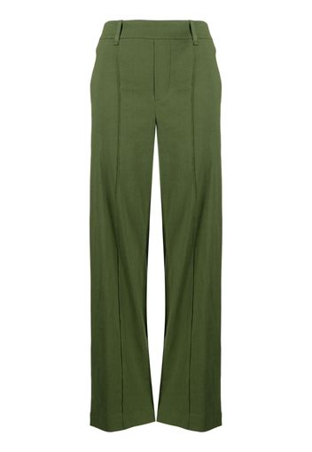 Vince pintuck-detailing linen-blend trousers - Verde