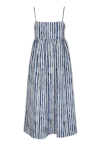 Vince painterly-stripes ruched midi dress - Blu