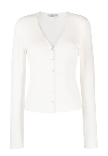 Vince crochet-trim linen-blend cardigan - Bianco