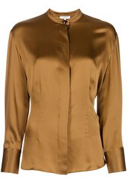 Vince collarless silk shirt - Marrone