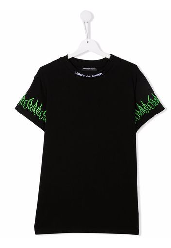 Vision Of Super Kids TEEN flame-print cotton T-Shirt - Nero