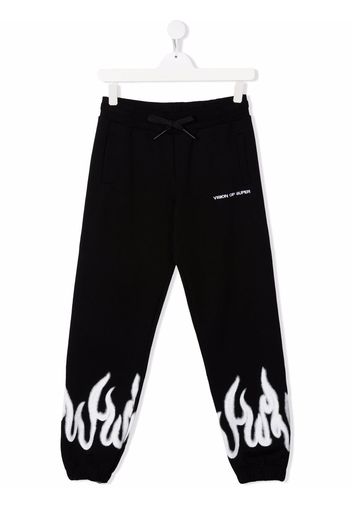Vision Of Super Kids TEEN spray-flame track pants - Nero