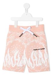 Vision Of Super Kids Spray Flames bandana-print shorts - Rosa