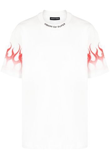 Vision Of Super flame-print cotton T-shirt - Bianco