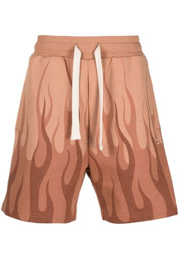 Vision Of Super flame-print cotton shorts - Marrone