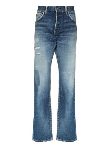 visvim Social Sculpture distressed straight-leg jeans - Blu