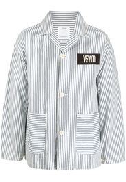 visvim logo-patch striped jacket - Blu