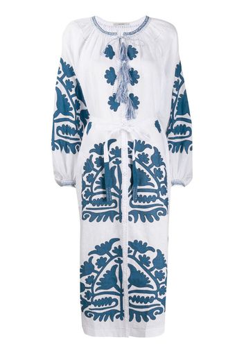 Shalimar floral-appliqué linen dress