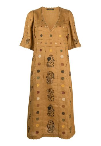 Vita Kin Debbie embroidered midi dress - Marrone