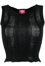 VITELLI semi-sheer knit cropped top - Nero