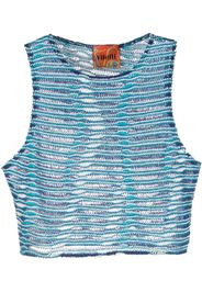 VITELLI semi-sheer cropped top - Blu