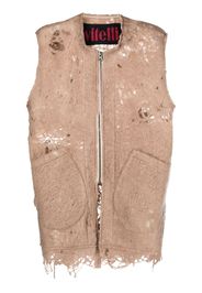 VITELLI distressed-effect zip-up vest - Toni neutri