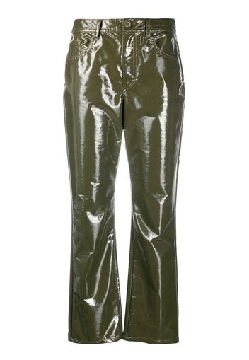 coated cropped trousers