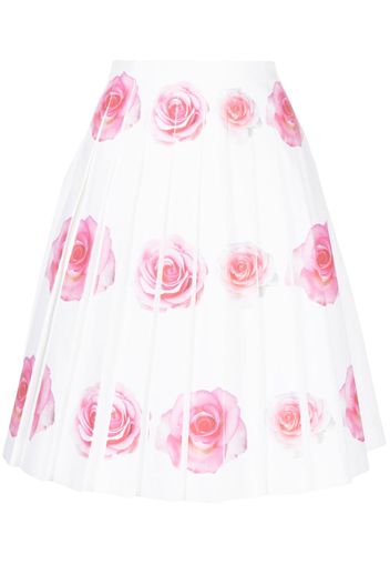 Vivetta rose-print fully-pleated skirt - Bianco