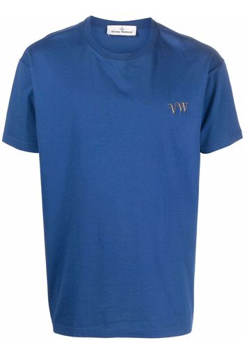 Vivienne Westwood embroidered-logo organic-cotton T-Shirt - Blu
