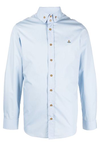 Vivienne Westwood orb-embroidered organic-cotton shirt - Blu