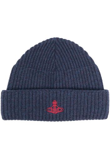 Vivienne Westwood Sporty Orb-embroidered wool beanie - Blu