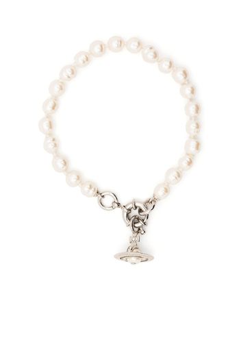 Vivienne Westwood logo-charm pearl bracelet - Toni neutri