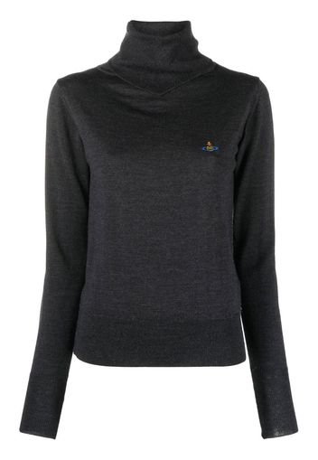 Vivienne Westwood logo-embroidered roll neck jumper - Grigio