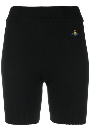 Vivienne Westwood embroidered-logo ribbed-knit shorts - Nero