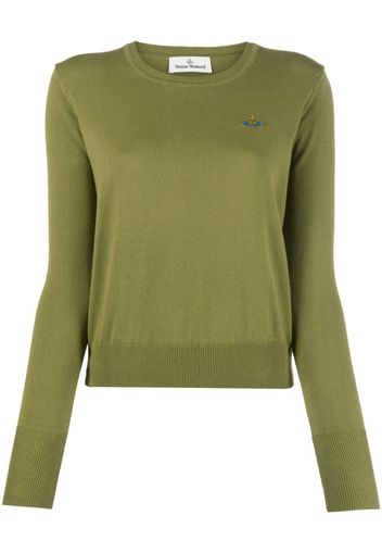 Vivienne Westwood Orb-embroidered round neck jumper - Verde