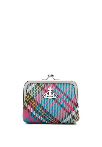 Vivienne Westwood tartan-check print faux-leather coin purse - Blu