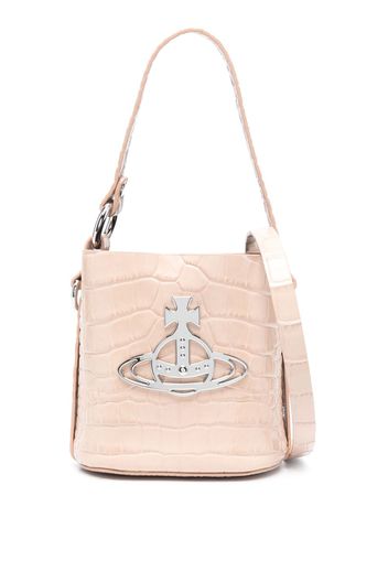 Vivienne Westwood logo-plaque leather bucket bag - Toni neutri