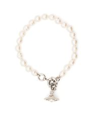 Vivienne Westwood logo-charm pearl bracelet - Toni neutri