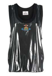 Vivienne Westwood laminated Orb-embroidered tank top - Argento
