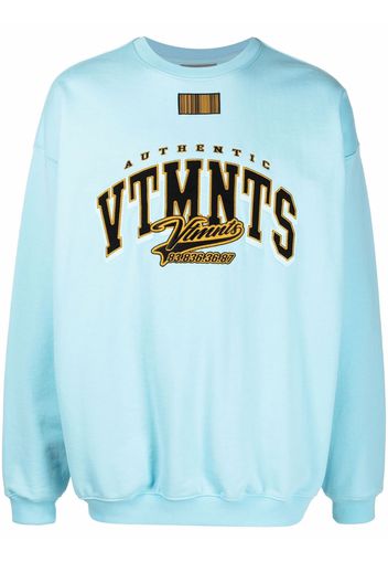 VTMNTS logo-print crew neck sweatshirt - Blu