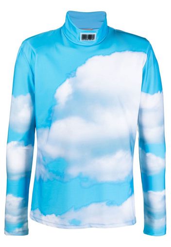 VTMNTS cloud-print high-neck top - Blu