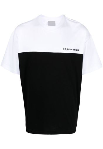 VTMNTS number-print two-tone T-shirt - Nero